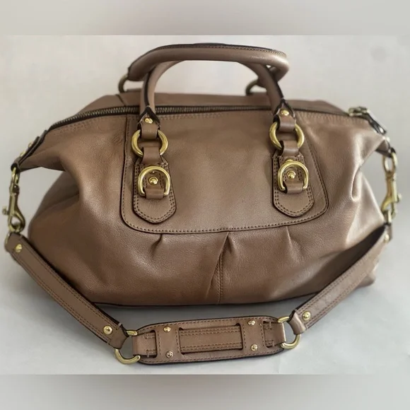 Coach Ashley Metallic Gold Leather Satchel with Crossbody Strap and Hangtag - Picture 4 of 11